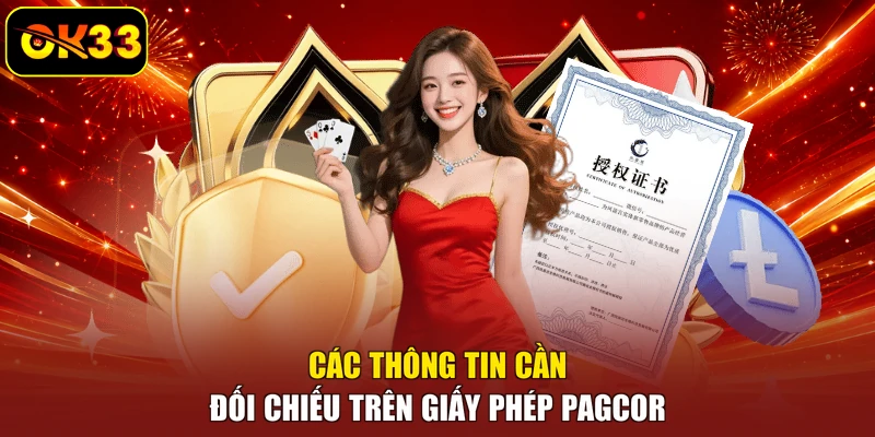 Các thông tin cần đối chiếu trên giấy phép PAGCOR 
